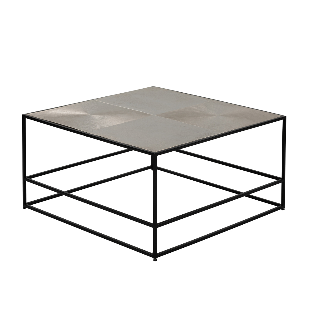 HADSTON COFFEE TABLE ΑΣΗΜΙ ΜΑΥΡΟ 80x80x40