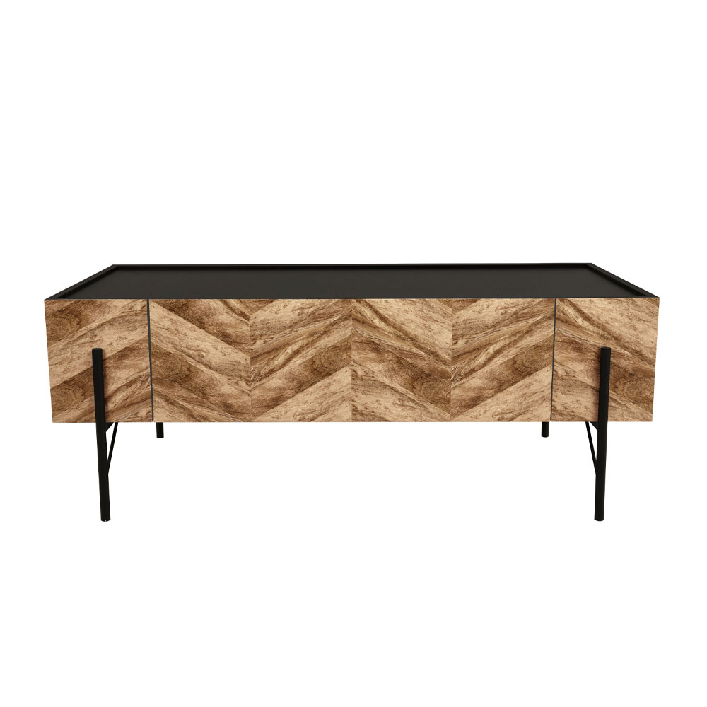 PARKE COFFEE TABLE ΜΑΥΡΟ ΦΥΣΙΚΟ ΜΕ PATTERN ΜΑΥΡΟ 120x63x45