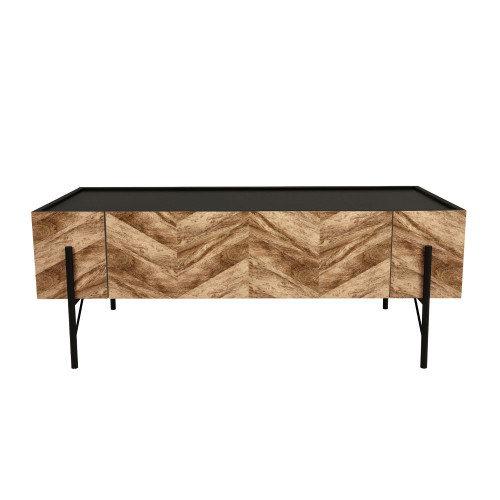 PARKE COFFEE TABLE ΜΑΥΡΟ ΦΥΣΙΚΟ ΜΕ PATTERN ΜΑΥΡΟ 120x63x45