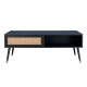 VIENNA COFFEE TABLE 1ΣΥΡΤΑΡΙ ΜΑΥΡΟ ΜΕ RATTAN ΧΡΥΣΟ 120x59x45