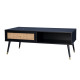 VIENNA COFFEE TABLE 1ΣΥΡΤΑΡΙ ΜΑΥΡΟ ΜΕ RATTAN ΧΡΥΣΟ 120x59x45
