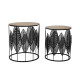LEAF COFFEE TABLE SET 2ΤΕΜ ΜΑΥΡΟ ΦΥΣΙΚΟ 40x40x45