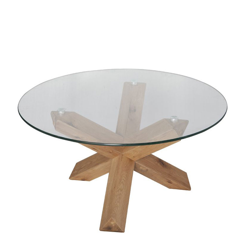 GLASS COFFEE TABLE ΔΙΑΦΑΝΟ OAK 80x80x42 GLASS COFFEE TABLE ΔΙΑΦΑΝΟ OAK 80x80x42