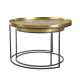 TOTALE COFFEE TABLE SET 2ΤΕΜ BRASS ANTIQUE ΜΑΥΡΟ 76x76x43.5