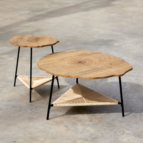TREE COFFEE TABLE ΦΥΣΙΚΟ ΜΑΥΡΟ 80x80x42