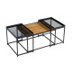 HARMONICA COFFEE TABLE SET 3ΤΕΜ ΦΥΣΙΚΟ ΦΙΜΕ ΜΑΥΡΟ 75x55x44
