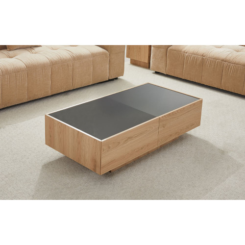 CUBIUS COFFEE TABLE ΦΥΣΙΚΟ ΦΙΜΕ ΜΑΥΡΟ 118x59x33
