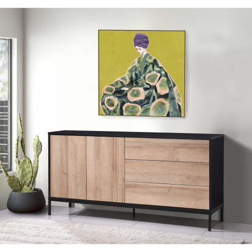 BLACKBIRD ΜΠΟΥΦΕΣ 2ΠΟΡΤΕΣ 3ΣΥΡΤΑΡΙΑ RIVIERA OAK ΜΑΥΡΟ 150x40x75.5