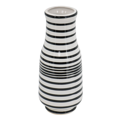 Artekko Zebra Κεραμικό Βάζο Ριγέ σε Λευκό και Μαύρο (17.7x17.7x45.7)cm