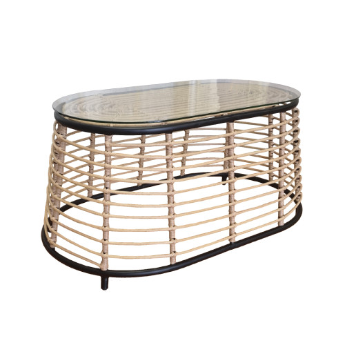 LOOM COFFEE TABLE ΦΥΣΙΚΟ ΜΑΥΡΟ 95x55x45