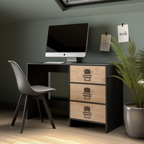 BLACKLY SLOT ΓΡΑΦΕΙΟ 3ΣΥΡΤΑΡΙΑ ΜΑΥΡΟ OAK SONOMA DECAPE 120x48x76.5