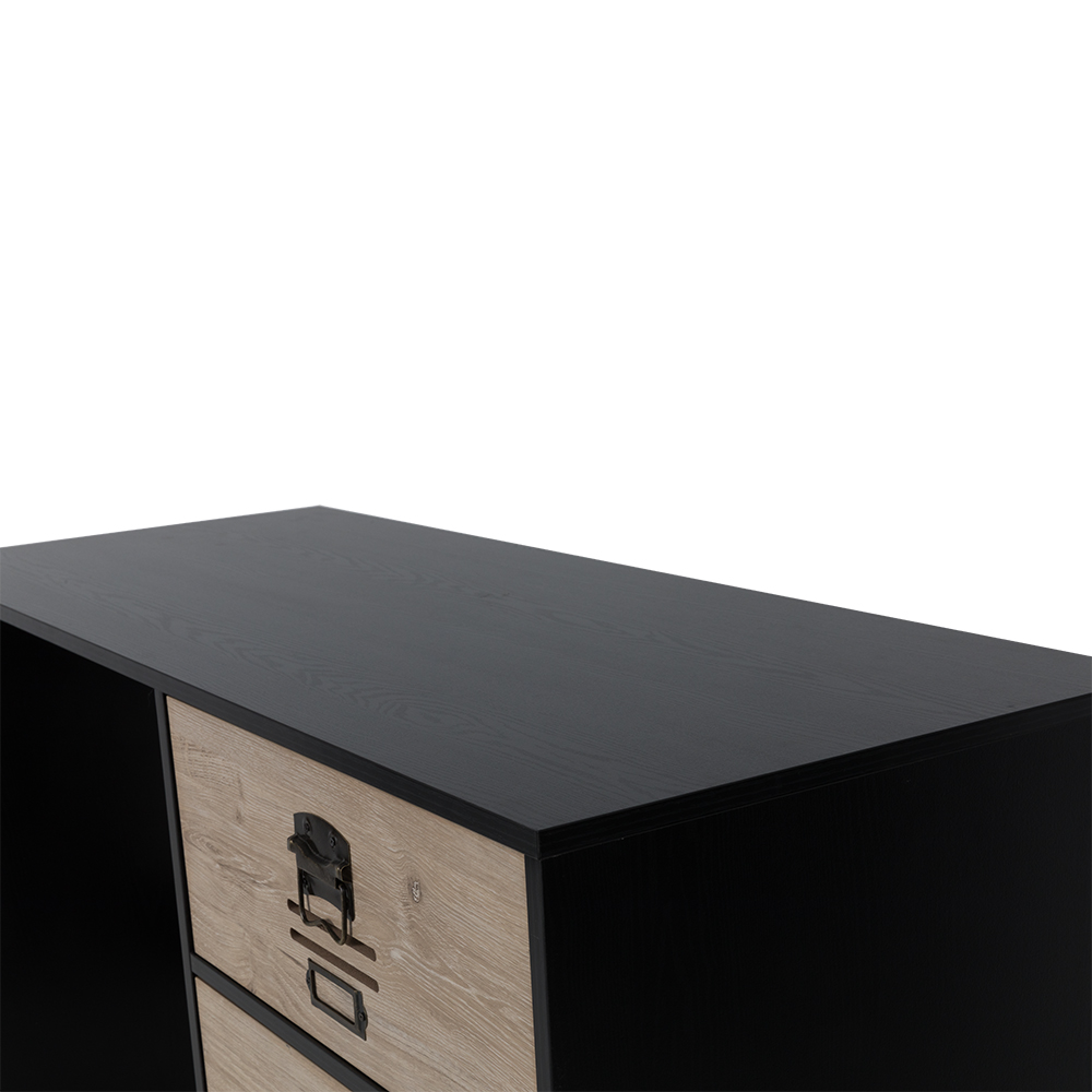 BLACKLY SLOT ΓΡΑΦΕΙΟ 3ΣΥΡΤΑΡΙΑ ΜΑΥΡΟ OAK SONOMA DECAPE 120x48x76.5