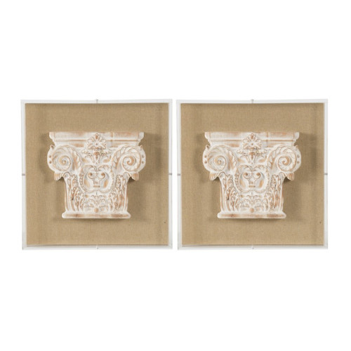 Artekko Antiquity Μπεζ Διακοσμητικό Τοίχου με Κύωνες MDF (35x35x4)cm Σετ/2