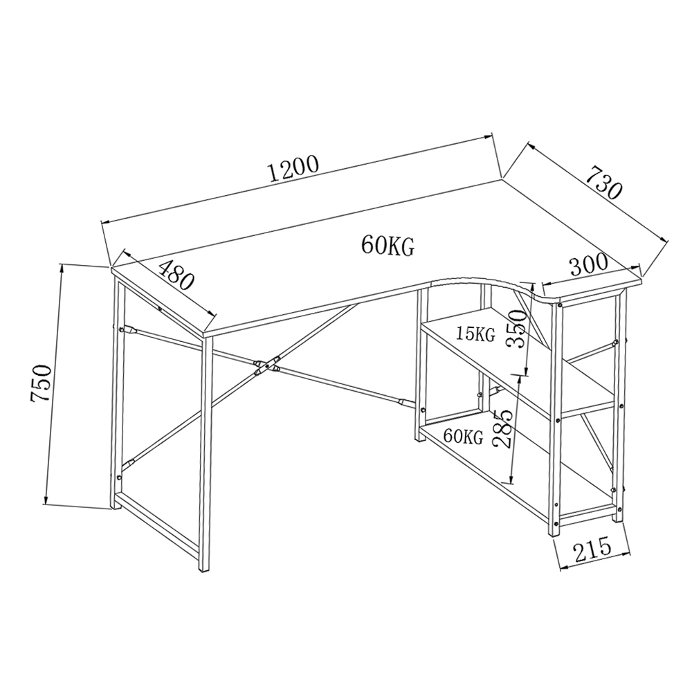 EDGE ΓΡΑΦΕΙΟ SONOMA ΜΑΥΡΟ 120x73x75