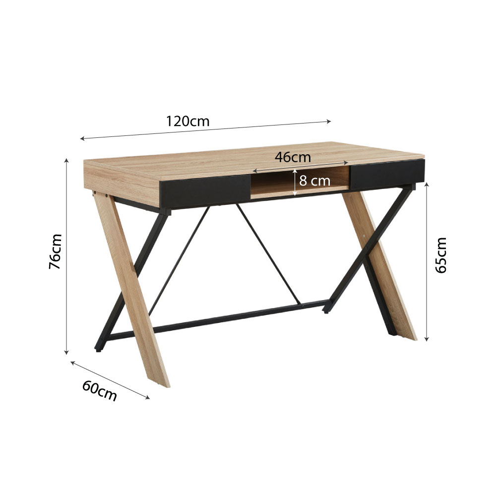 DOUBLE-X ΓΡΑΦΕΙΟ 1ΡΑΦΙ ΦΥΣΙΚΟ ΜΑΥΡΟ 120x60x76