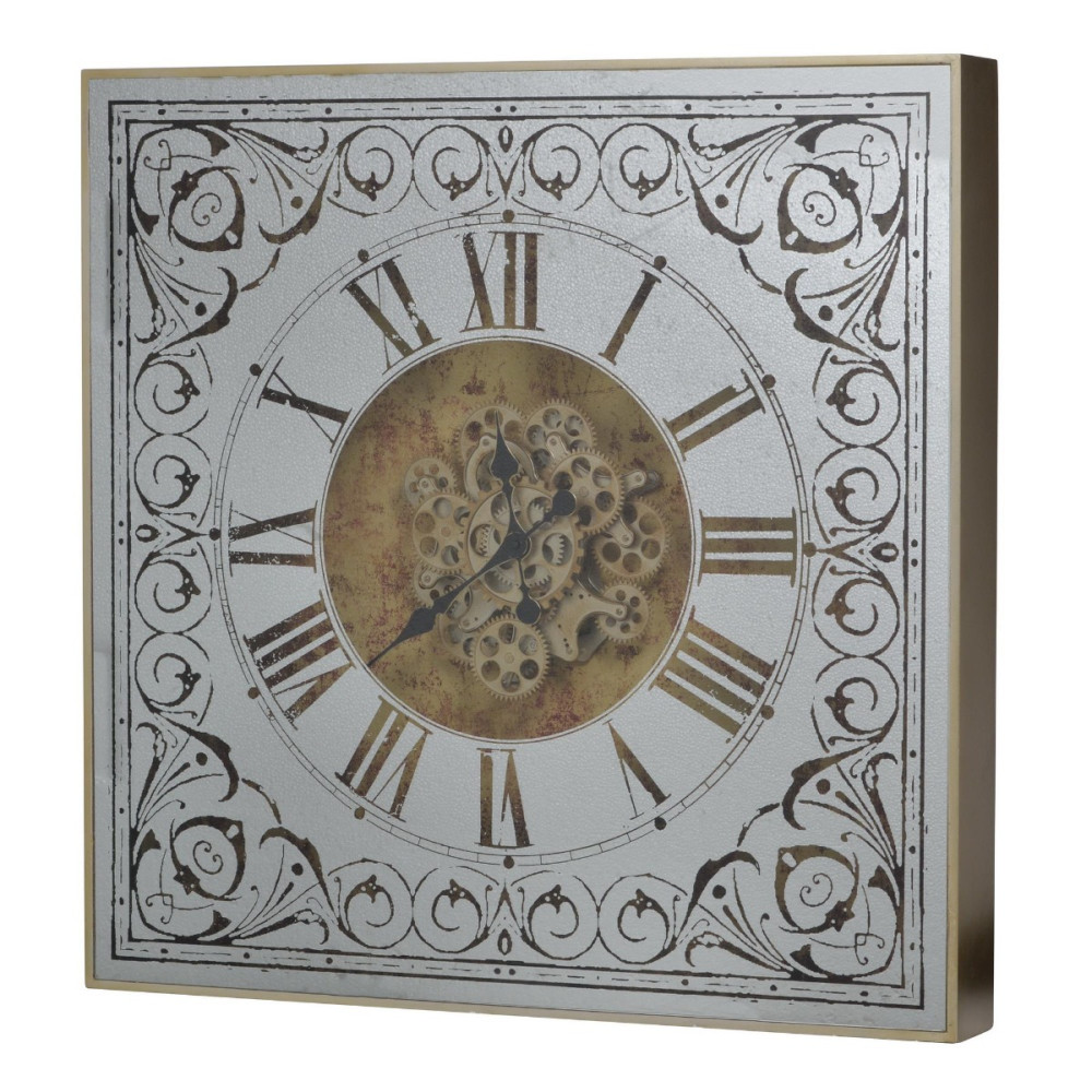Artekko Clock Ρολόι Τοίχου με Καθρέφτη MDF Γυαλί Χρυσό Ασημί (82x10x82)cm