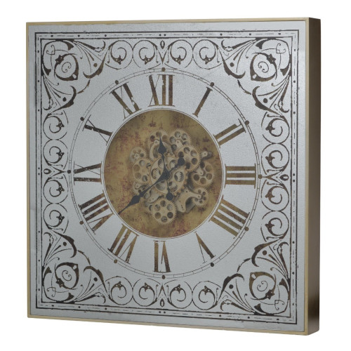 Artekko Clock Ρολόι Τοίχου με Καθρέφτη MDF Γυαλί Χρυσό Ασημί (82x10x82)cm
