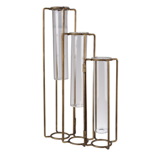 Artekko Pedestal Χρυσό Ασύμμετρο Μεταλλικό Βάζο (21.5x7x38.8)cm