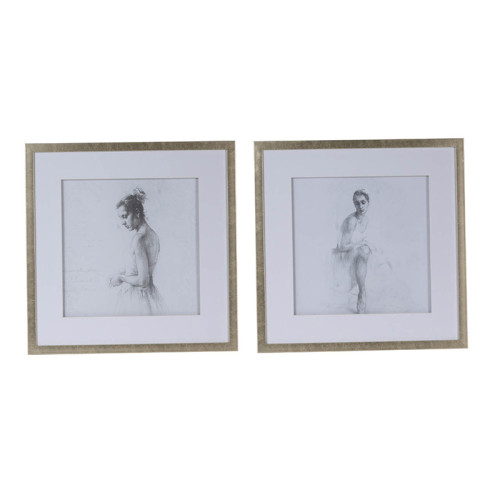 Artekko Ballet Κάδρα με Μπαλαρίνες σε Χρυσή Κορνίζα (50x3x50)cm