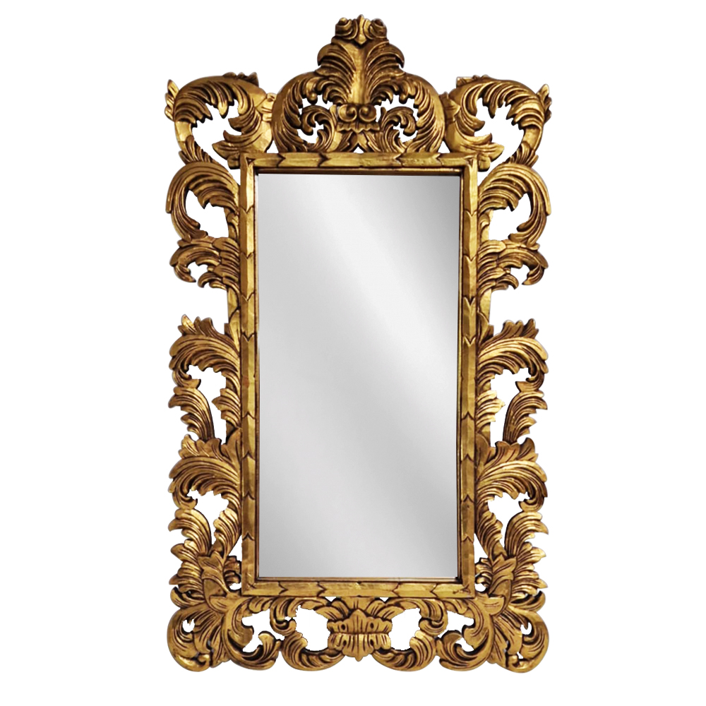 Artekko Mirroki Ξύλινος Λευκός Πατίνα Σκαλιστός Καθρέπτης Τοίχου (150x100)cm
