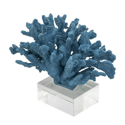 Artekko Coral Μπλε Διακοσμητικό Κοράλλι Ρητίνης σε Γυάλινη Βάση (24.1x21.6x20)cm