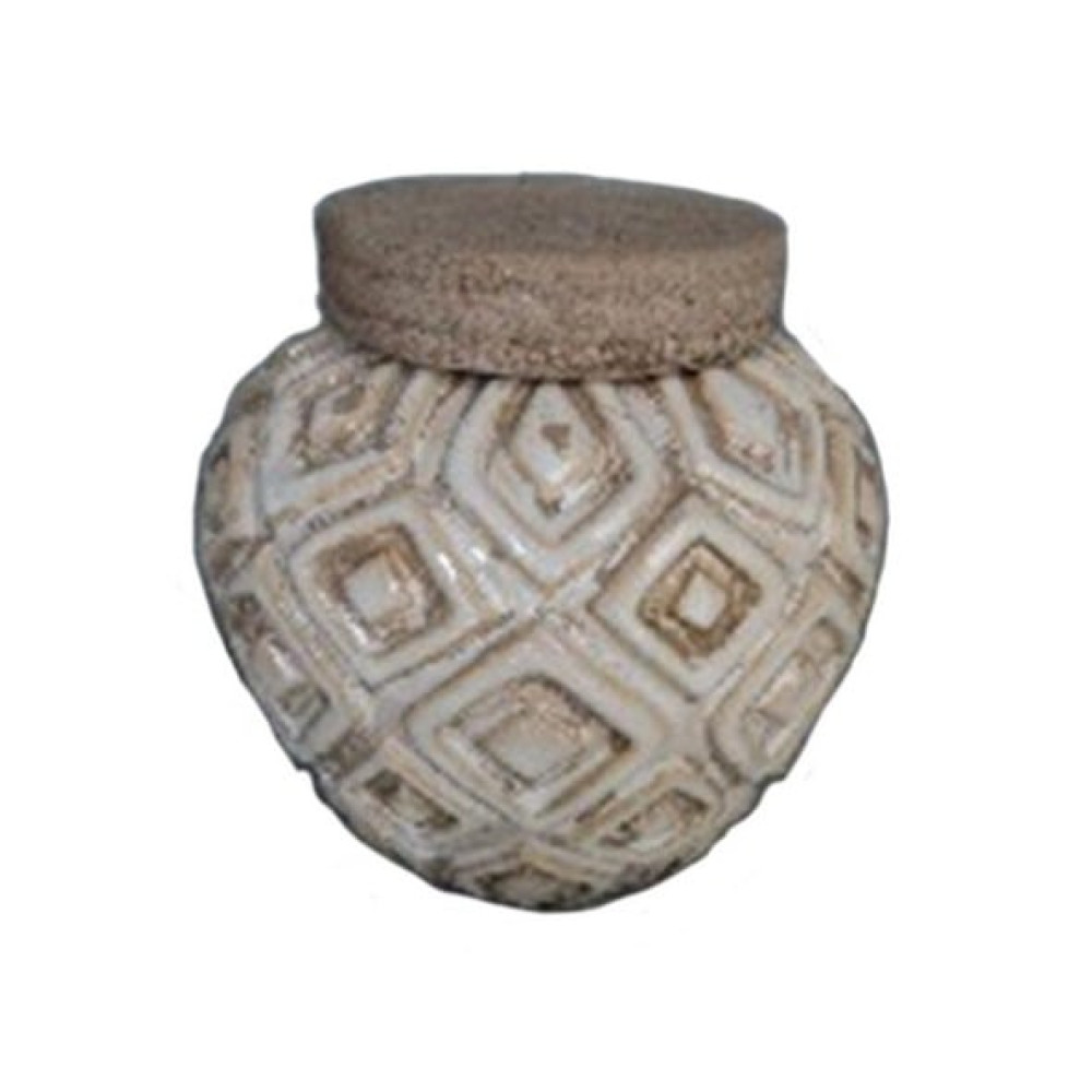 Artekko Eshaab Βαζο/Δοχείο με Καπάκι Κεραμικό Μπεζ (14.5x14.5x15)cm