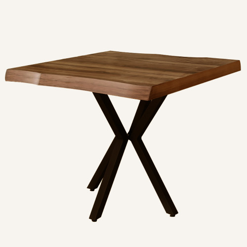 Artekko Safir Καφέ Τραπέζι MDF με Εφέ Κορμού και Μεταλλικά Μαύρα Πόδια (87x80x75)cm