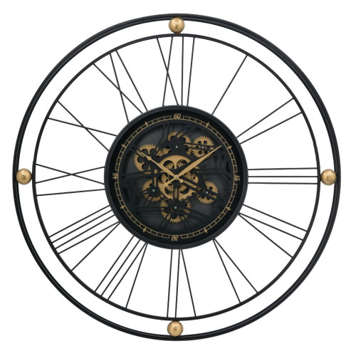 Artekko Clock Ρολόι Επιτραπέζιο με Μηχανισμό Μέταλλο Γυαλί Μαύρο Χρυσό (80x80x8)cm
