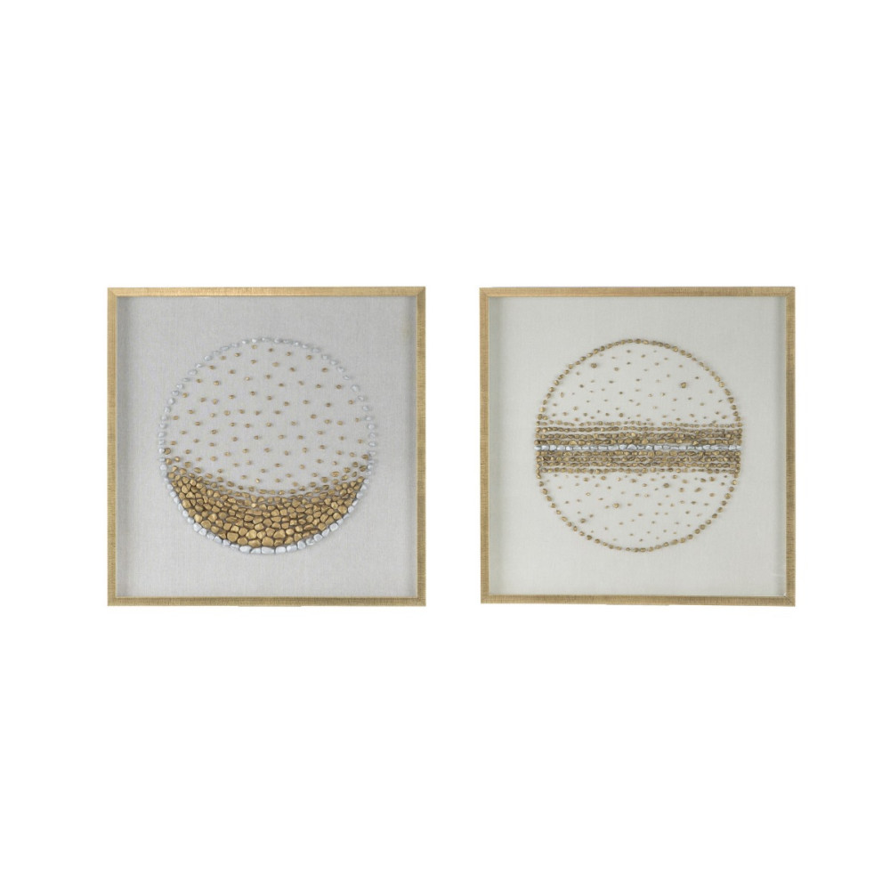 Artekko Mosaic Πίνακες με Διακοσμητικές Χρυσές Πέτρες σε Ξύλινη Κορνίζα (70x70x3)cm 2pcs