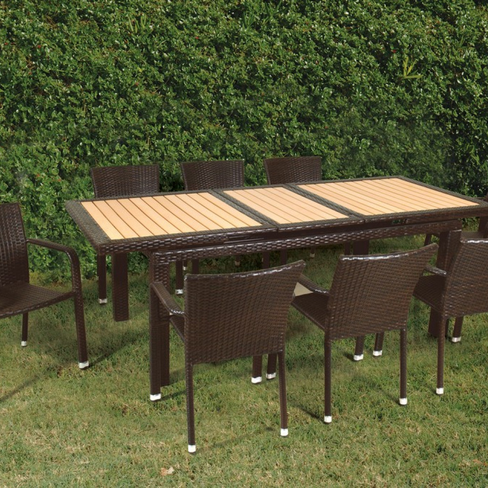 Επεκτεινόμενη Τραπεζαρία Rattan Σέτ 9 Τεμαχίων