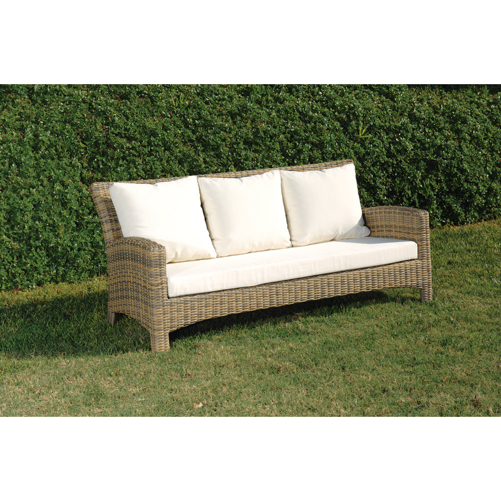 Rattan Καναπές 3 Θέσεων Με Μαξιλάρια Και Σκελετό Αλουμινίου 186504