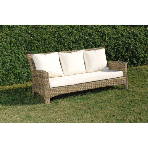 Rattan Καναπές 3 Θέσεων Με Μαξιλάρια Και Σκελετό Αλουμινίου 186504
