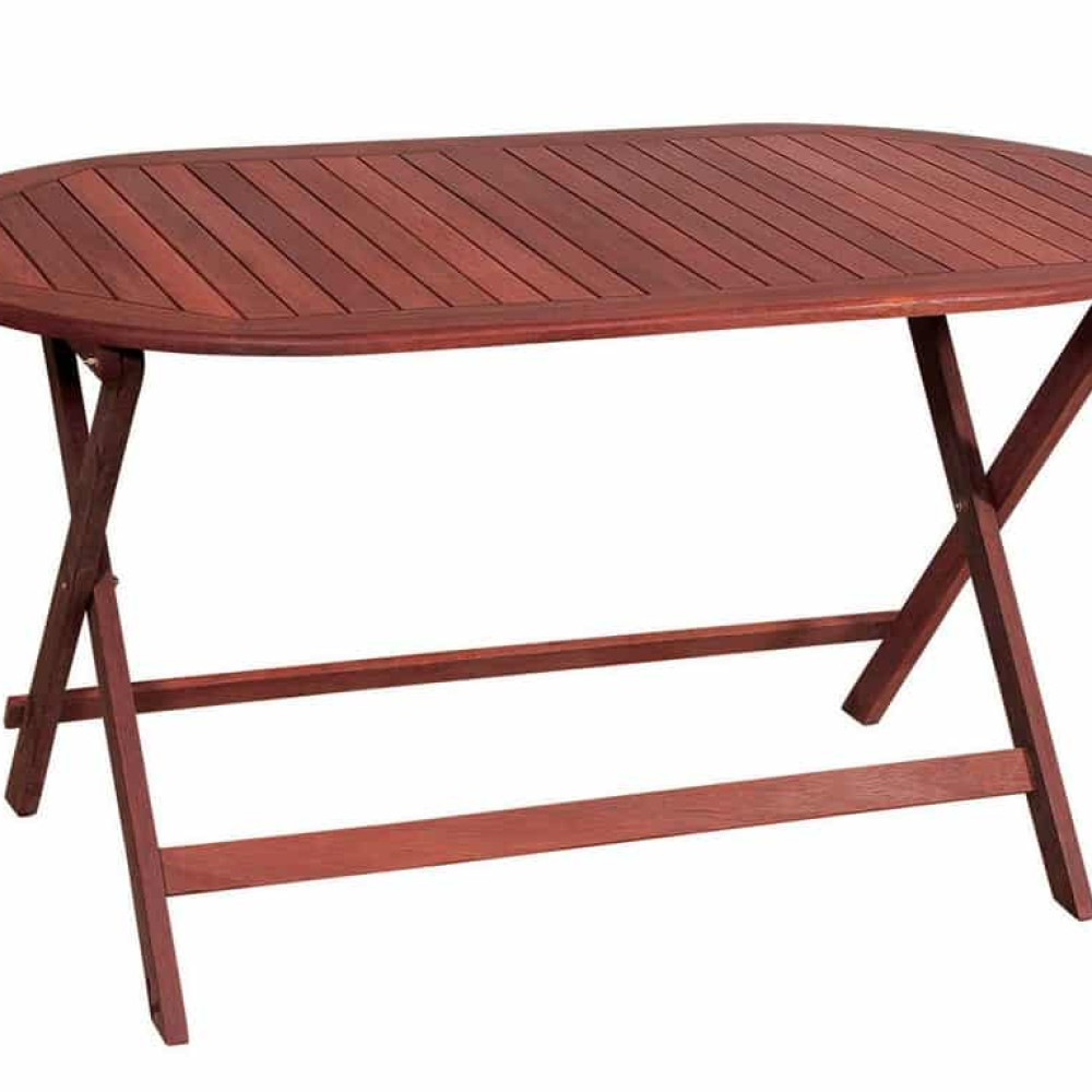 Ξύλινο ,Οβάλ Πτυσσόμενο Τραπέζι Red Shorea 140 x 80cm 203476