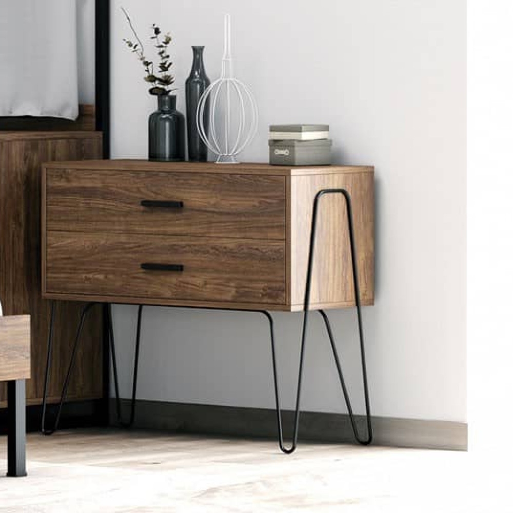 KPS/  K07 Τουαλέτα CARBY με 2 Συρτάρια Ξύλο-Μέταλλο 90x46x76