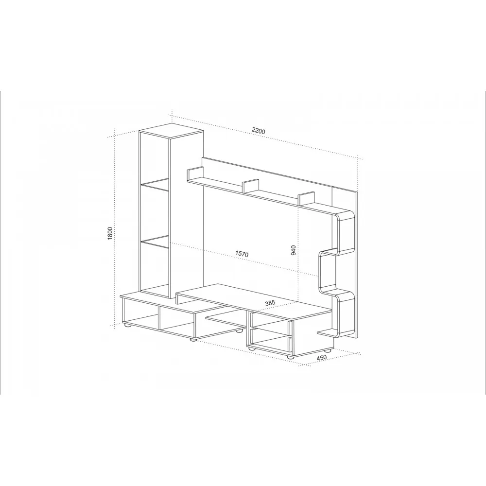 Σύνθετο Σαλονιού 220/180/45 εκ. Kraft, Genomax1210001149