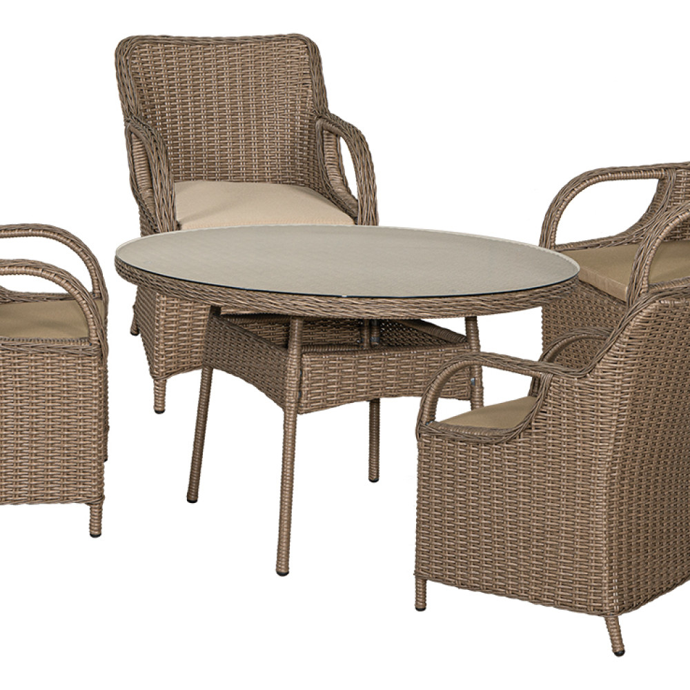 Τραπεζαρία Rattan Σέτ 5 Τεμαχίων ,Με Αλουμίνιο Σκελετό 120 x 75cm165437
