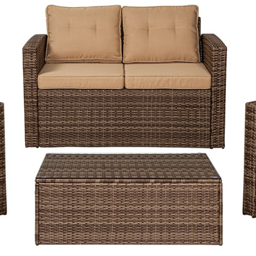 Καθιστικό Σέτ Rattan 4 Τεμαχίων ,Με Μεταλλικό Σκελετό166121