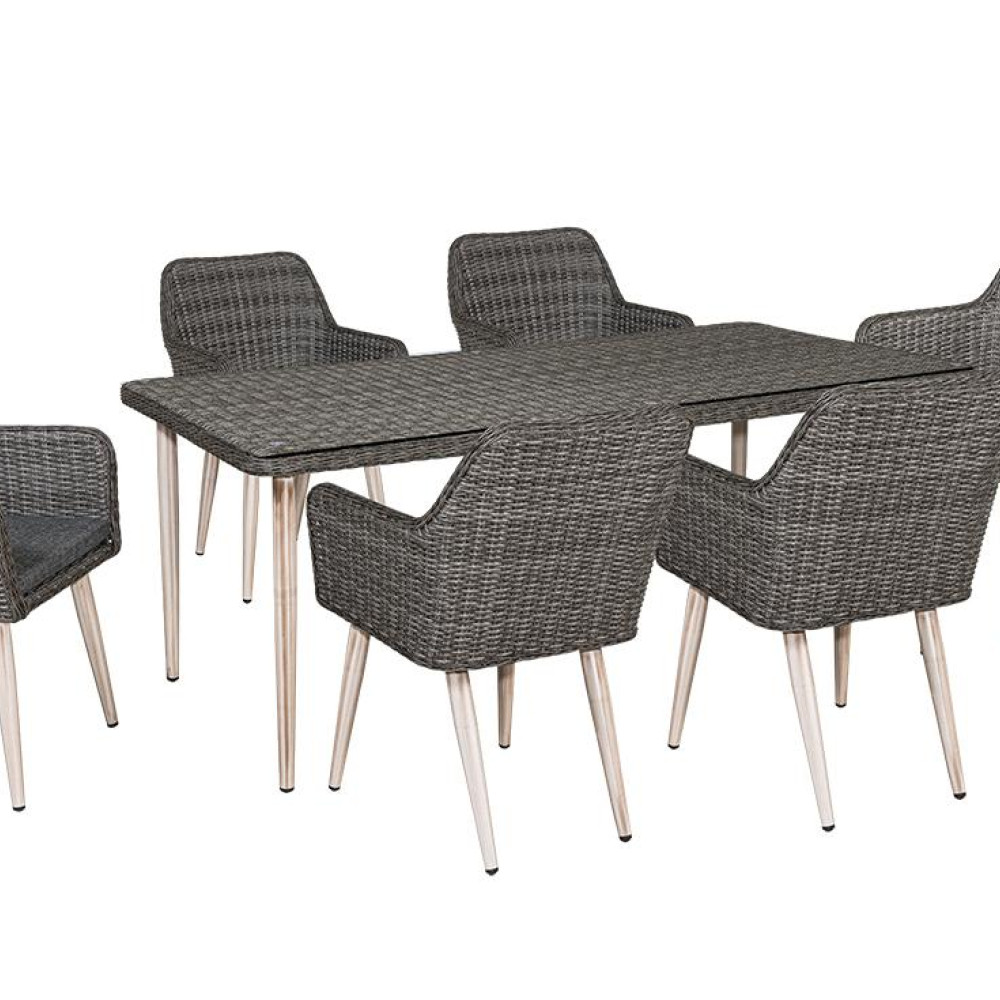 Τραπεζαρία Rattan Με Αλουμίνιο Σκελετό Σέτ 7 Τεμαχίων ,200 x 100 x 75(h)cm176208