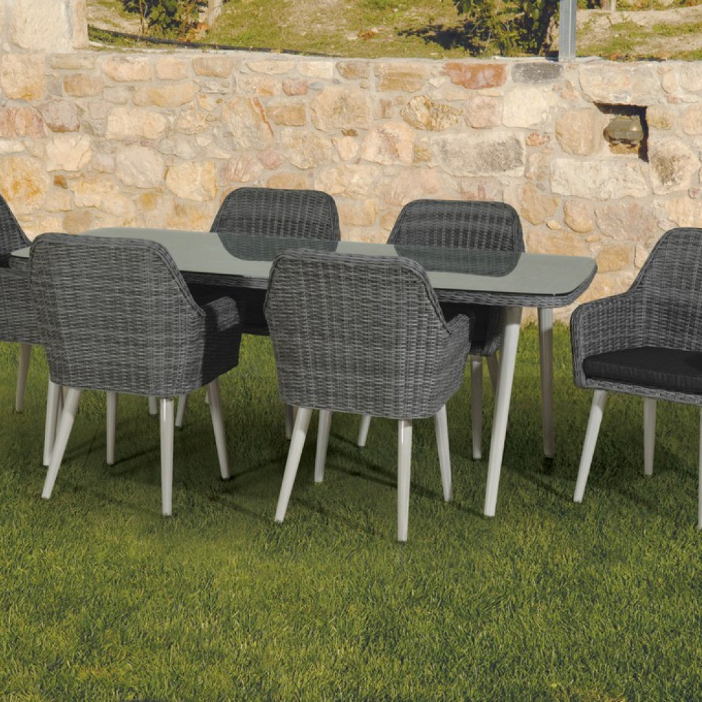 Τραπεζαρία Rattan Με Αλουμίνιο Σκελετό Σέτ 7 Τεμαχίων ,200 x 100 x 75(h)cm176208