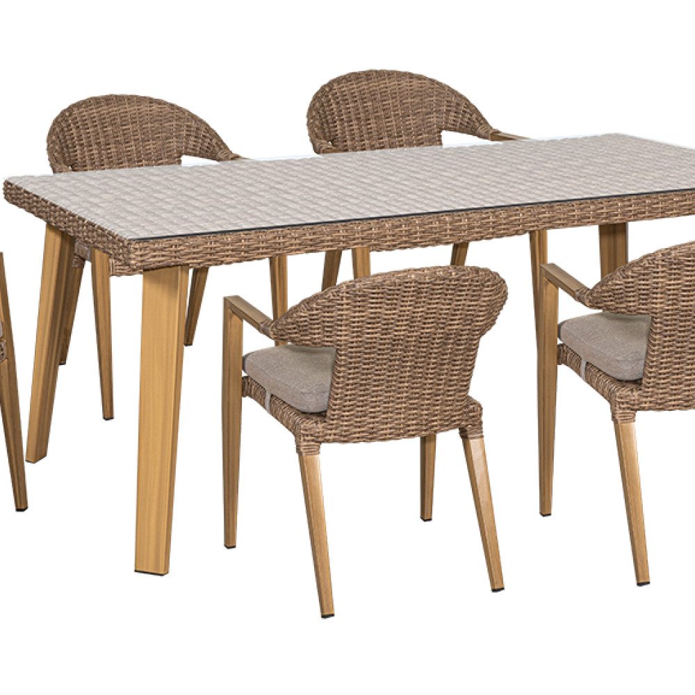 Τραπεζαρία Rattan Σέτ 7 Τεμαχίων ,Με Αλουμίνιο Σκελετό 195 x 95 x 76(h)cm176212