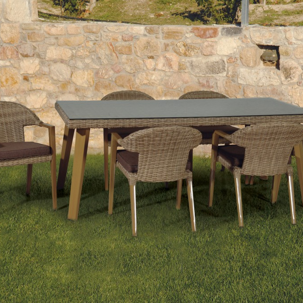 Τραπεζαρία Rattan Σέτ 7 Τεμαχίων ,Με Αλουμίνιο Σκελετό 195 x 95 x 76(h)cm176212