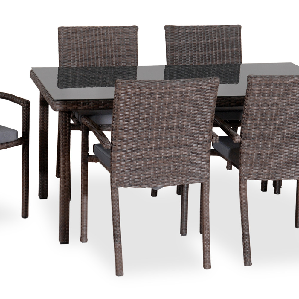 Τραπεζαρία Rattan Με Μεταλλικό Σκελετό ,150 x 90 x 72(h)cm ,Σέτ 7 Τεμαχίων203438