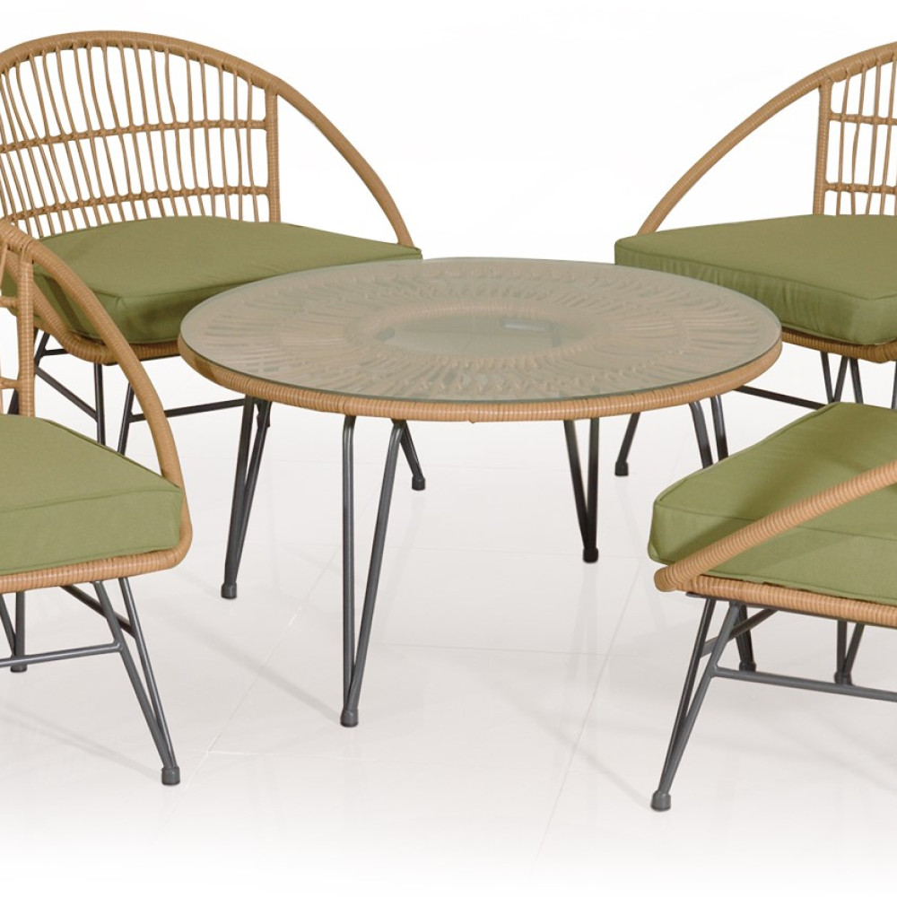 Rattan Καθιστικό Σετ Με Μεταλλικό Σκελετό ,Σετ 5 Τεμαχίων203444