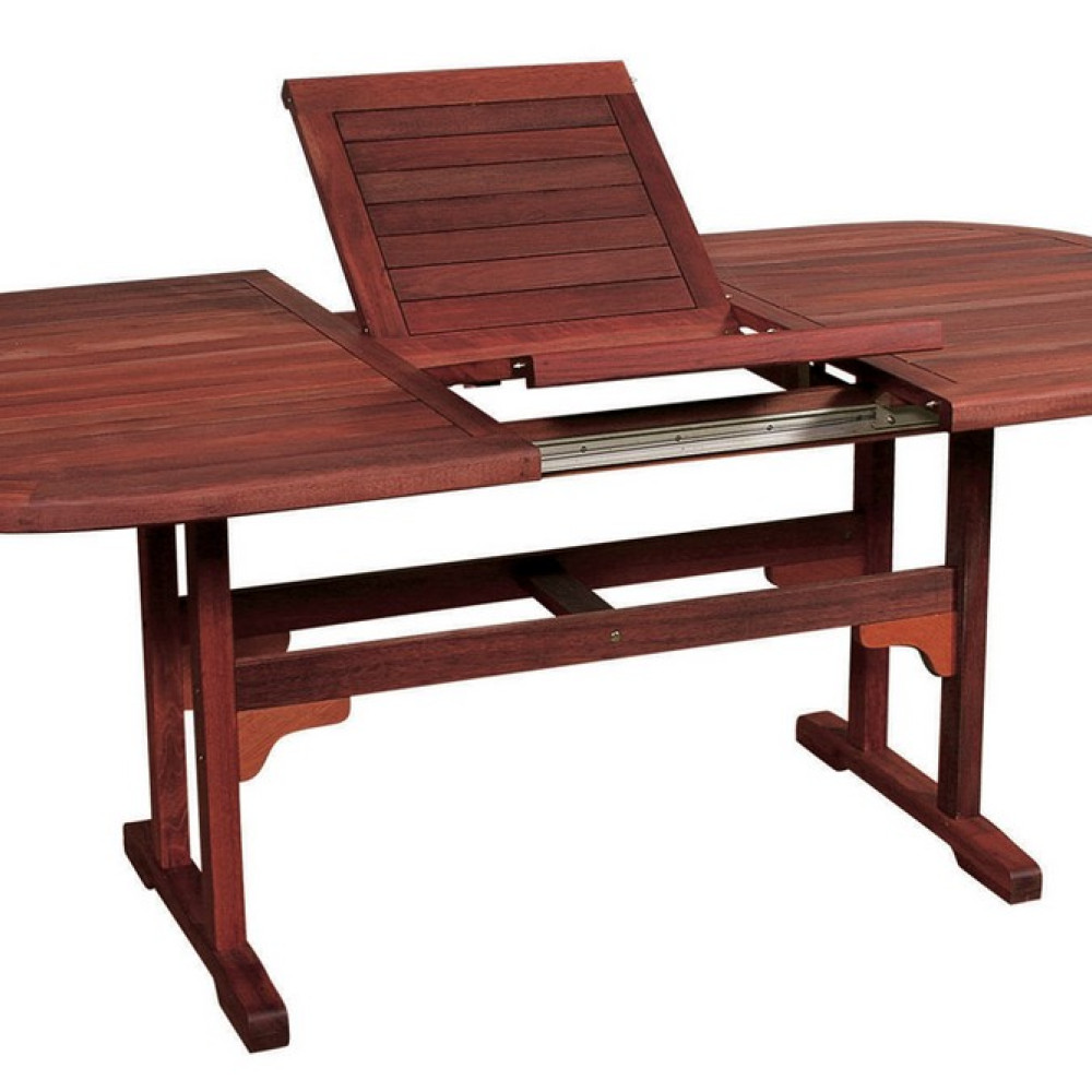 Οβάλ Επεκτεινόμενο τραπέζι Red Shorea ,150 + 50 = 200 x 100 x 75(H)cm203466