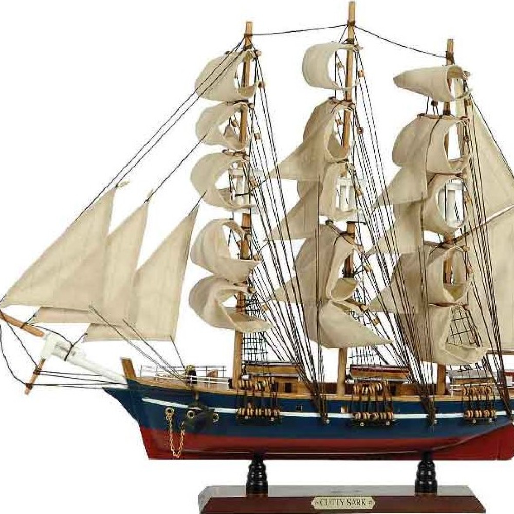 Ξύλινο Παραδοσιακό Καράβι 70 x 13 x 60 (H) cm, Χρώμα Μπλέ-Κόκκινο31112