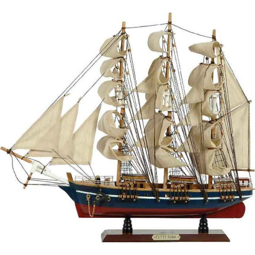 Ξύλινο Παραδοσιακό Καράβι 70 x 13 x 60 (H) cm, Χρώμα Μπλέ-Κόκκινο31112
