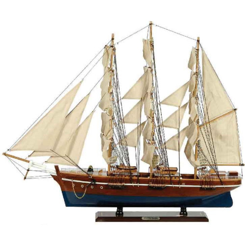 Ξύλινο Παραδοσιακό Καράβι 70 x 13 x 60 (H) cm, Χρώμα Καφέ-Μπλέ  31114