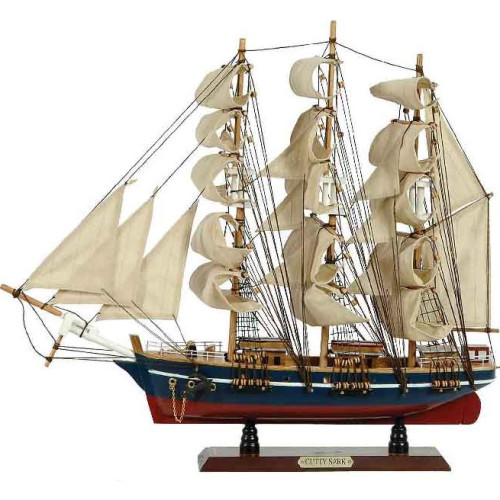 Ξύλινο Παραδοσιακό Καράβι 90 x 16 x 75 (H) cm ,Χρώμα Μπλέ-Κόκκινο31115