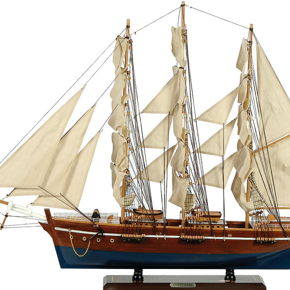 Ξύλινο Παραδοσιακό Καράβι 90 x 16 x 75 (H) cm, Χρώμα Λευκό-31116
