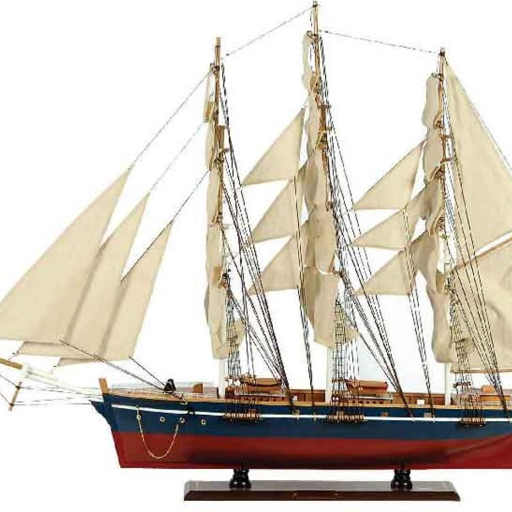 Ξύλινο Παραδοσιακό Καράβι 120 x 19 x 97 (H) cm, Χρώμα Μπλέ-Κόκκινο31118
